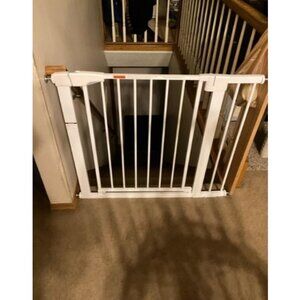 Baby Gate for Stairs, 29.6"-46" Pressure Mounted Pet Gate with Walk Through Door